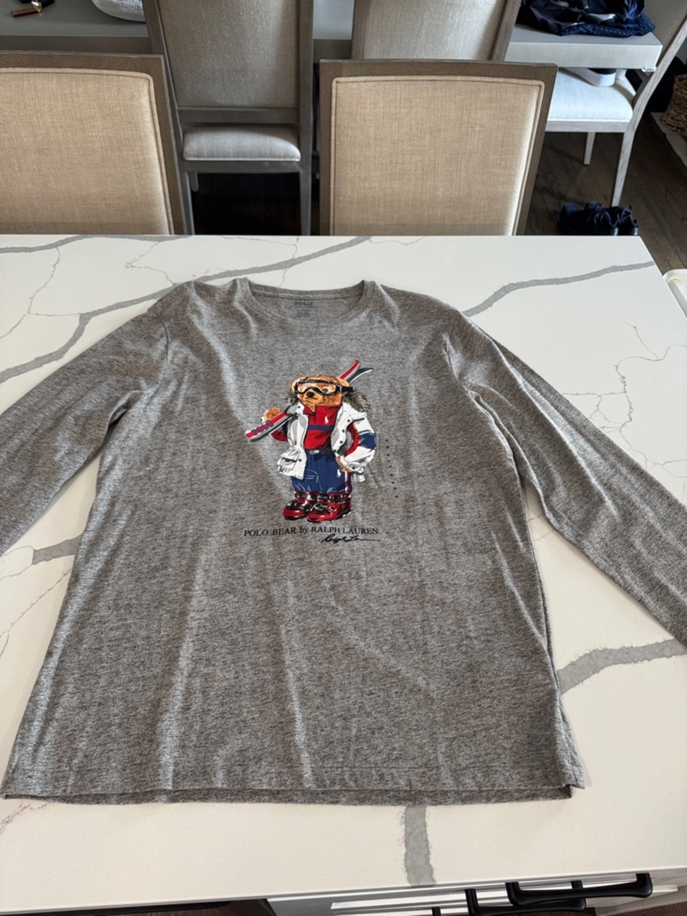 Ralph Lauren Gray Polo Bear Ski Graphic Long Sleeve